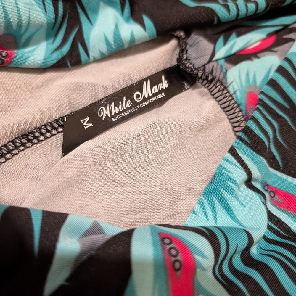 Pre-owned White Mark Vibrant Feather Pattern Pants - Picture 8 of 8